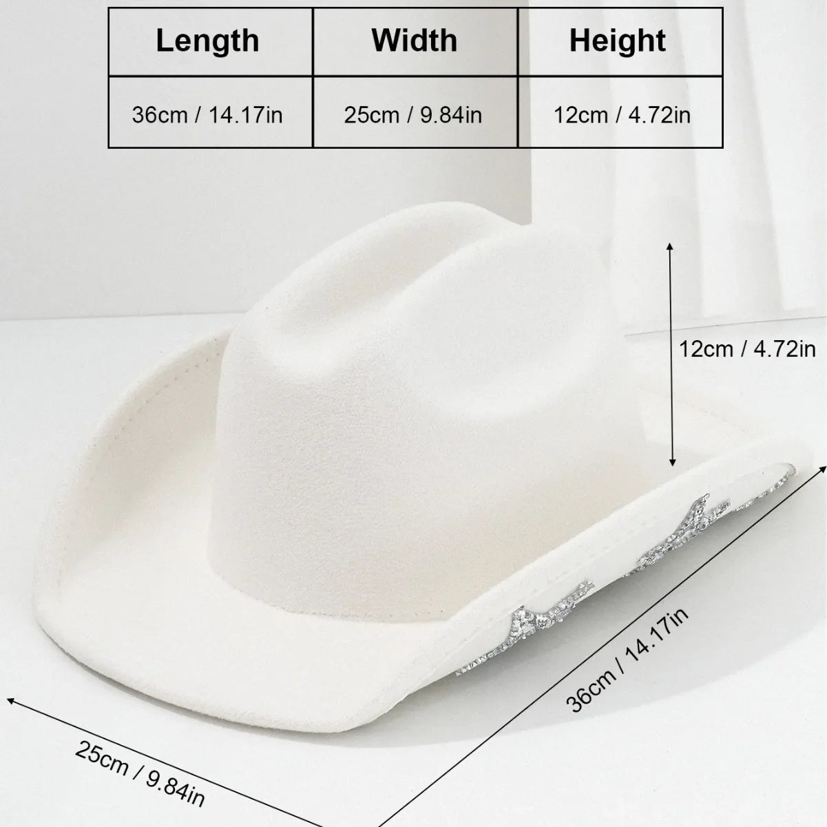 Pentagram Rhinestone Western Cowboy Hat