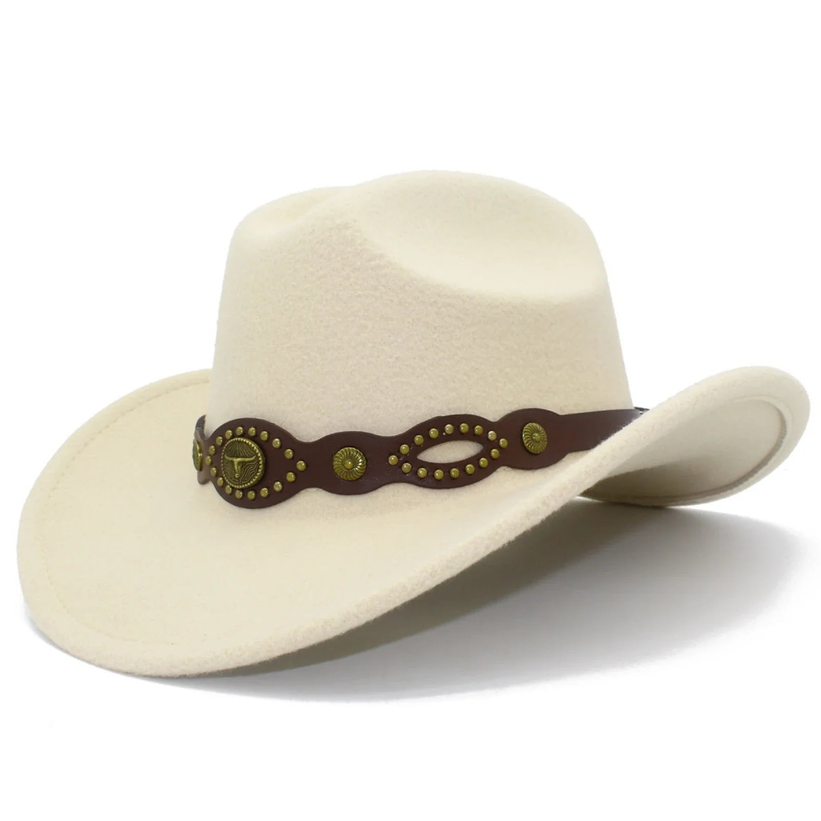Western Cowgirl Fedora Hat with Bull Head Belt