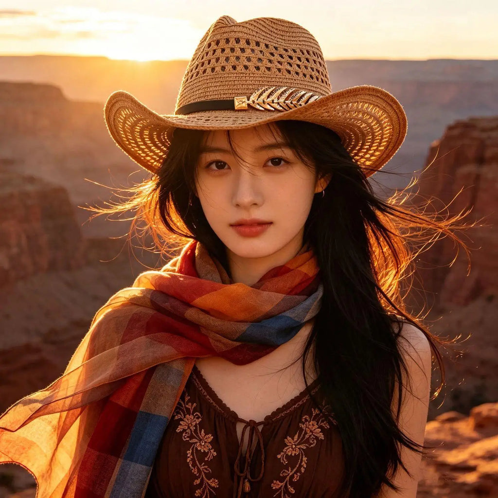 Western Woven Mesh Sun Hat