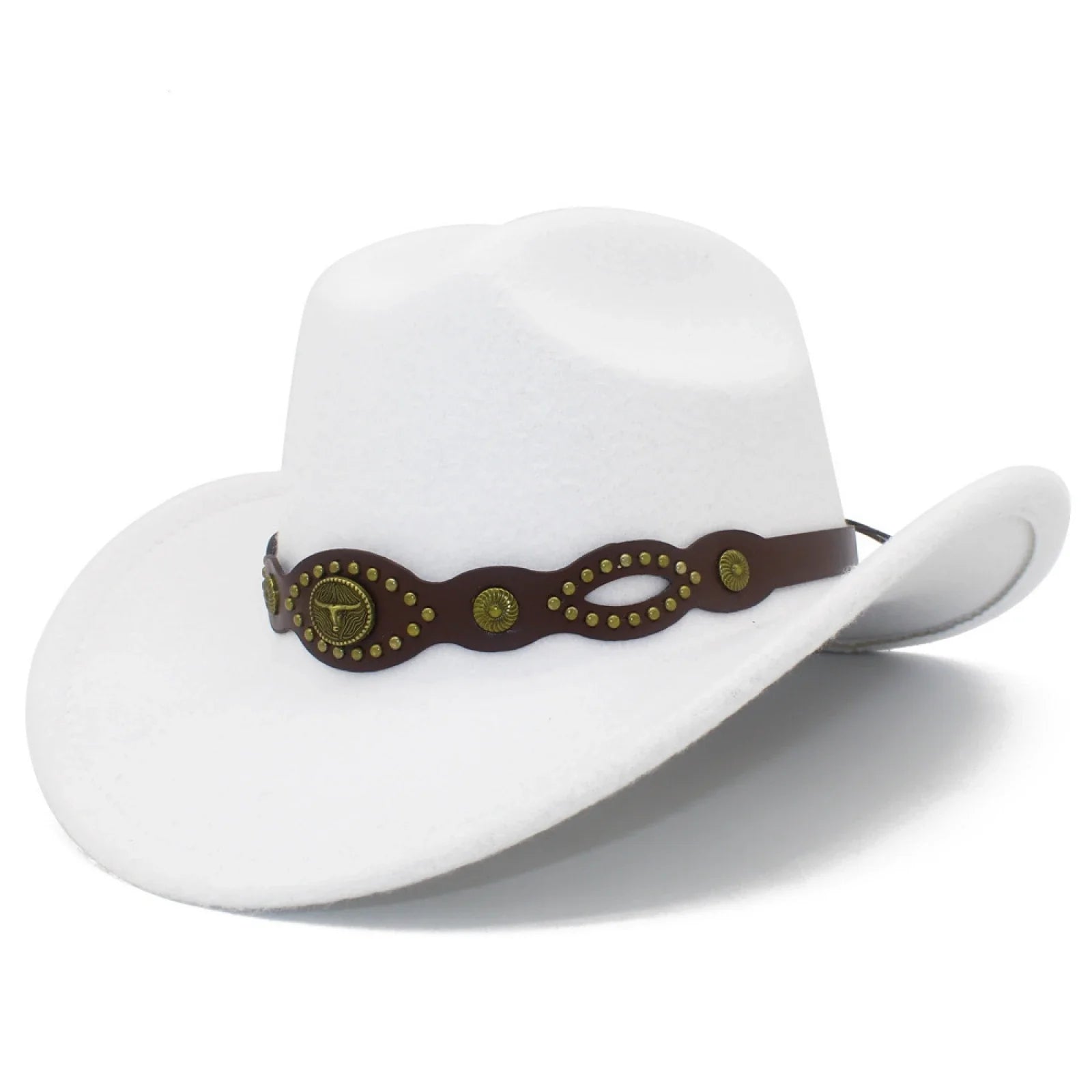 Western Cowgirl Fedora Hat with Bull Head Belt