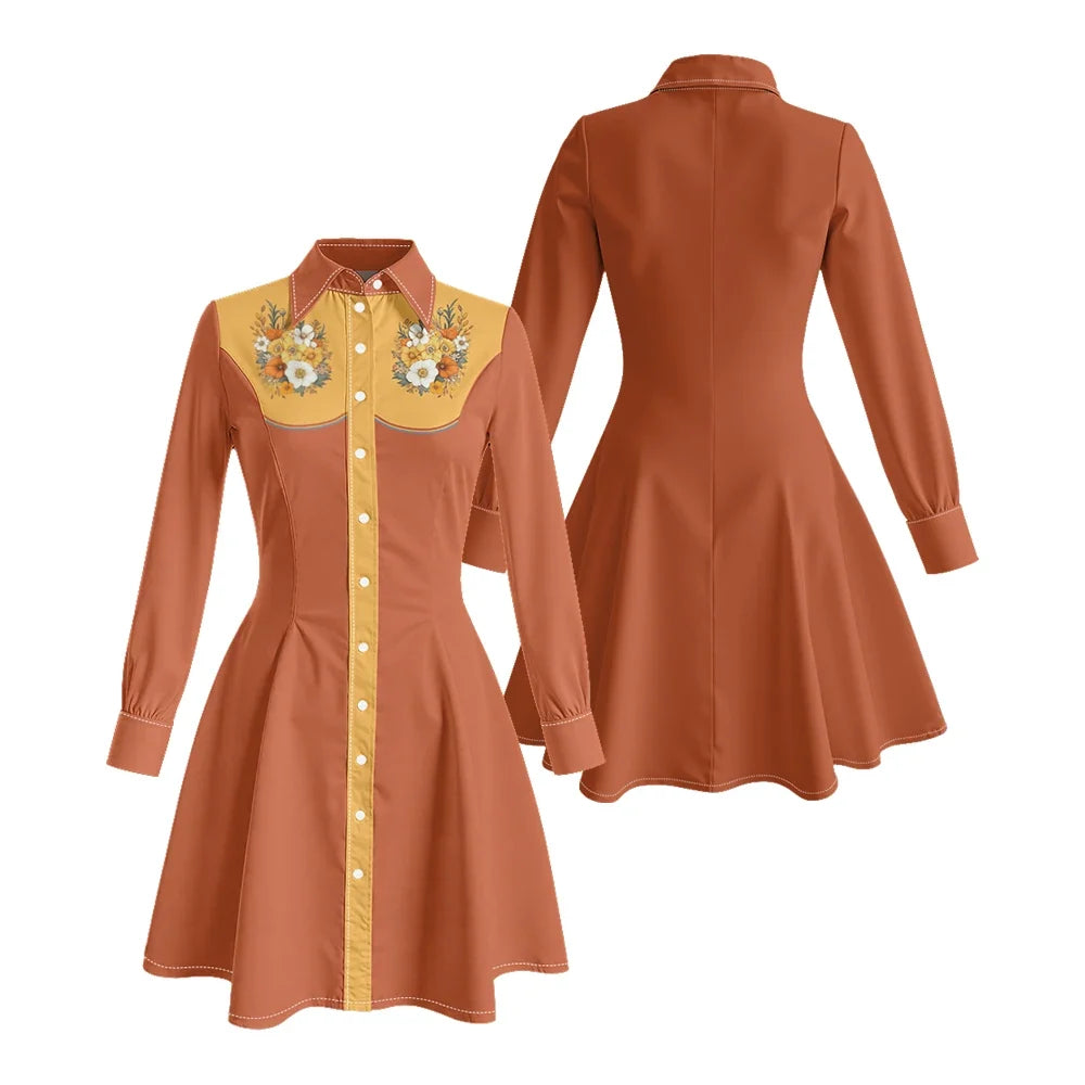 Fitted Tiger Print Long Sleeve Dress