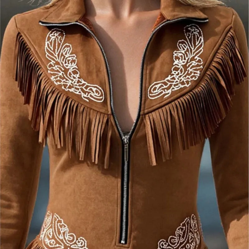 Caramel Tassel Zip Dress
