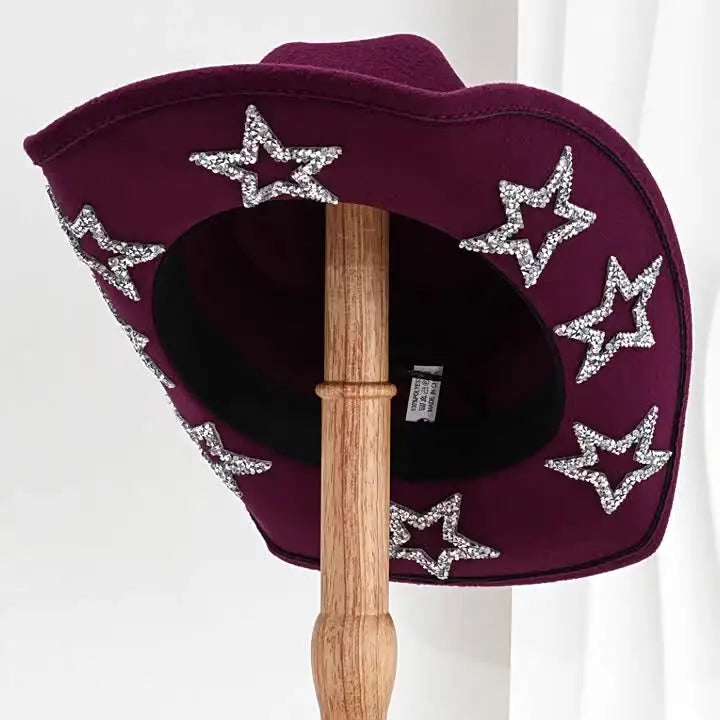 Pentagram Rhinestone Western Cowboy Hat