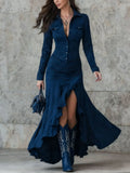Asymmetric Lapel Maxi Dress
