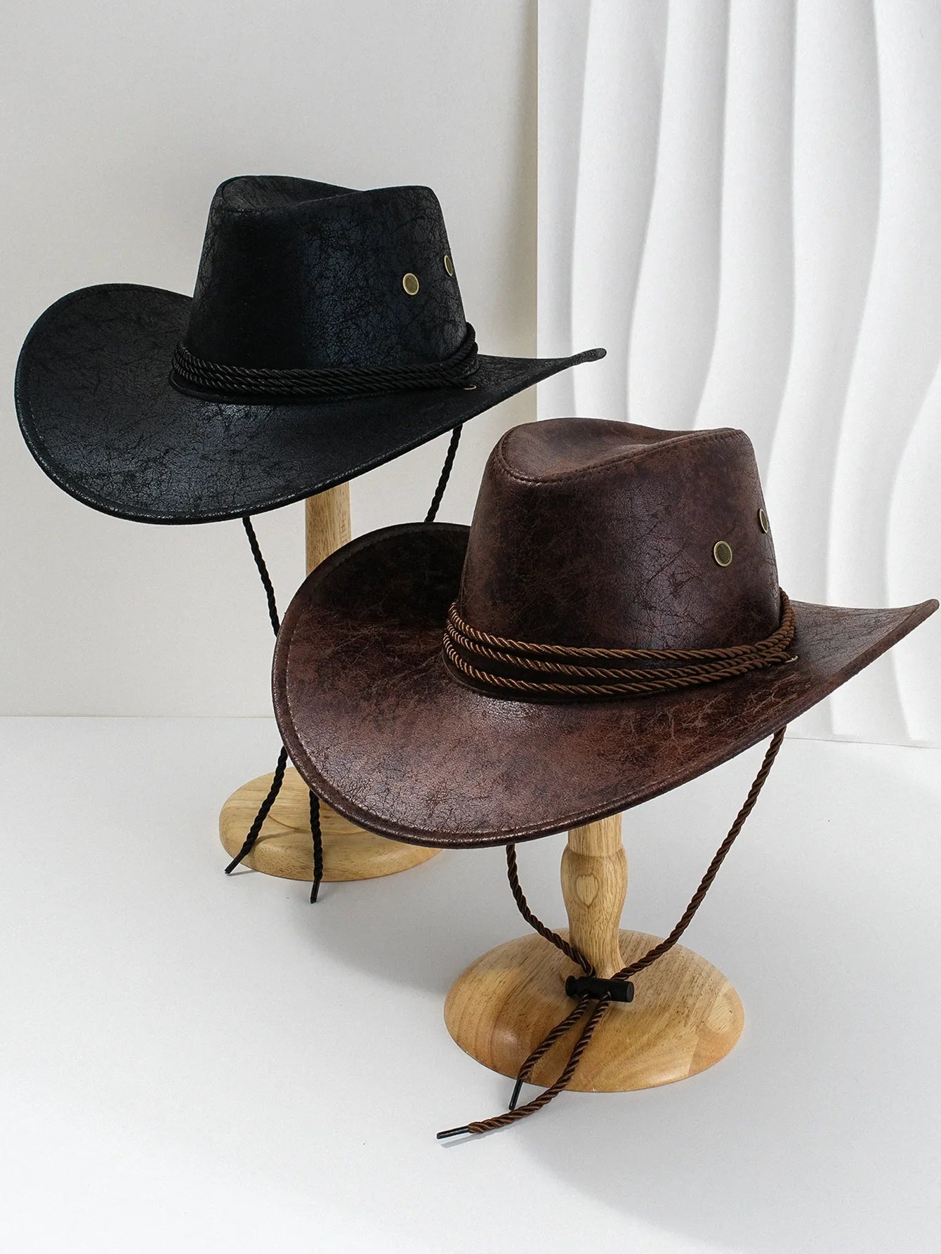 Faux Leather Western Cowboy Hat