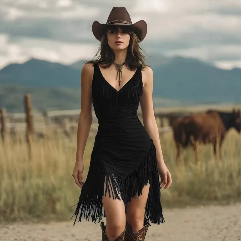 Western Fringe Bodycon Mini Dress