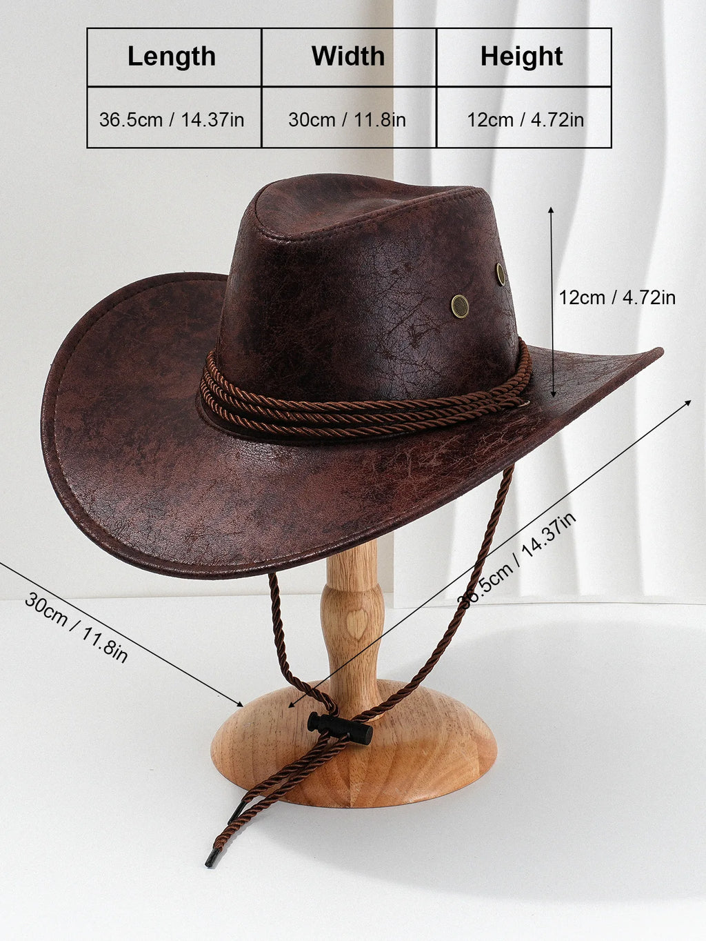 Faux Leather Western Cowboy Hat