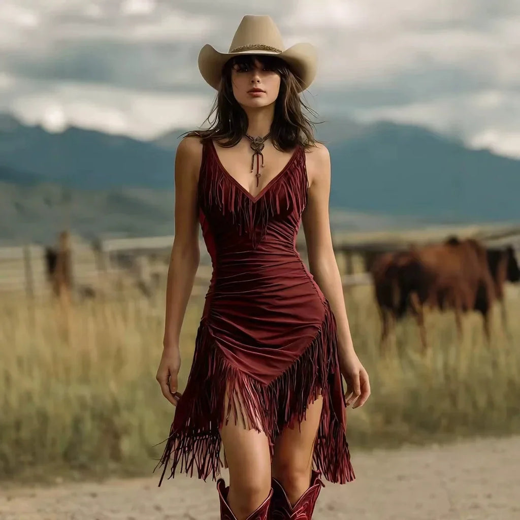 Western Fringe Bodycon Mini Dress
