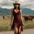 Western Fringe Bodycon Mini Dress