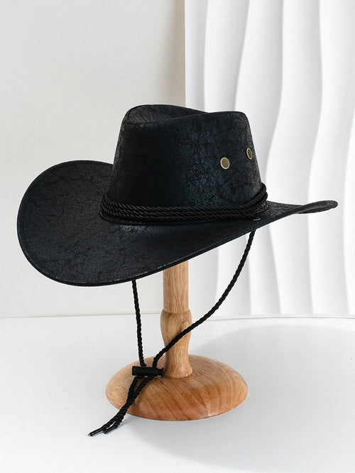 Faux Leather Western Cowboy Hat