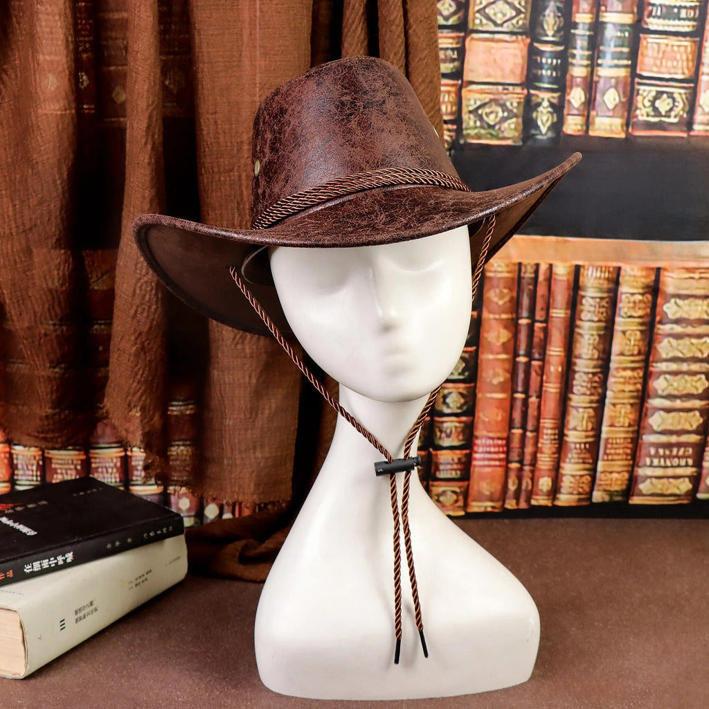 Retro Western PU Leather Cowboy Hat