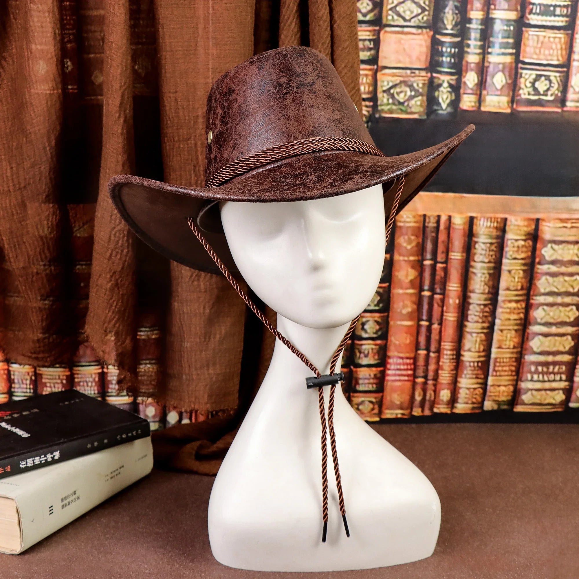 Retro Western PU Leather Cowboy Hat
