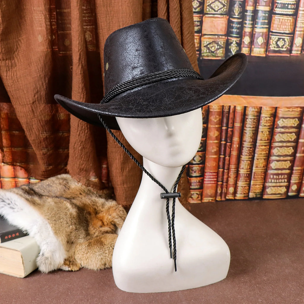 Retro Western PU Leather Cowboy Hat