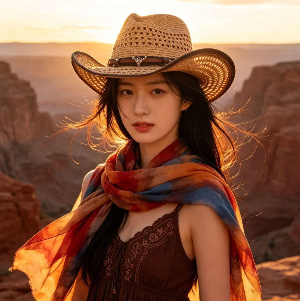 Western Woven Mesh Sun Hat