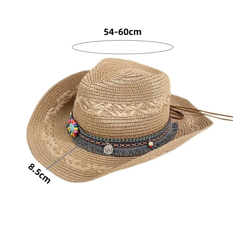 Woven Wide Brim Cowboy Hat