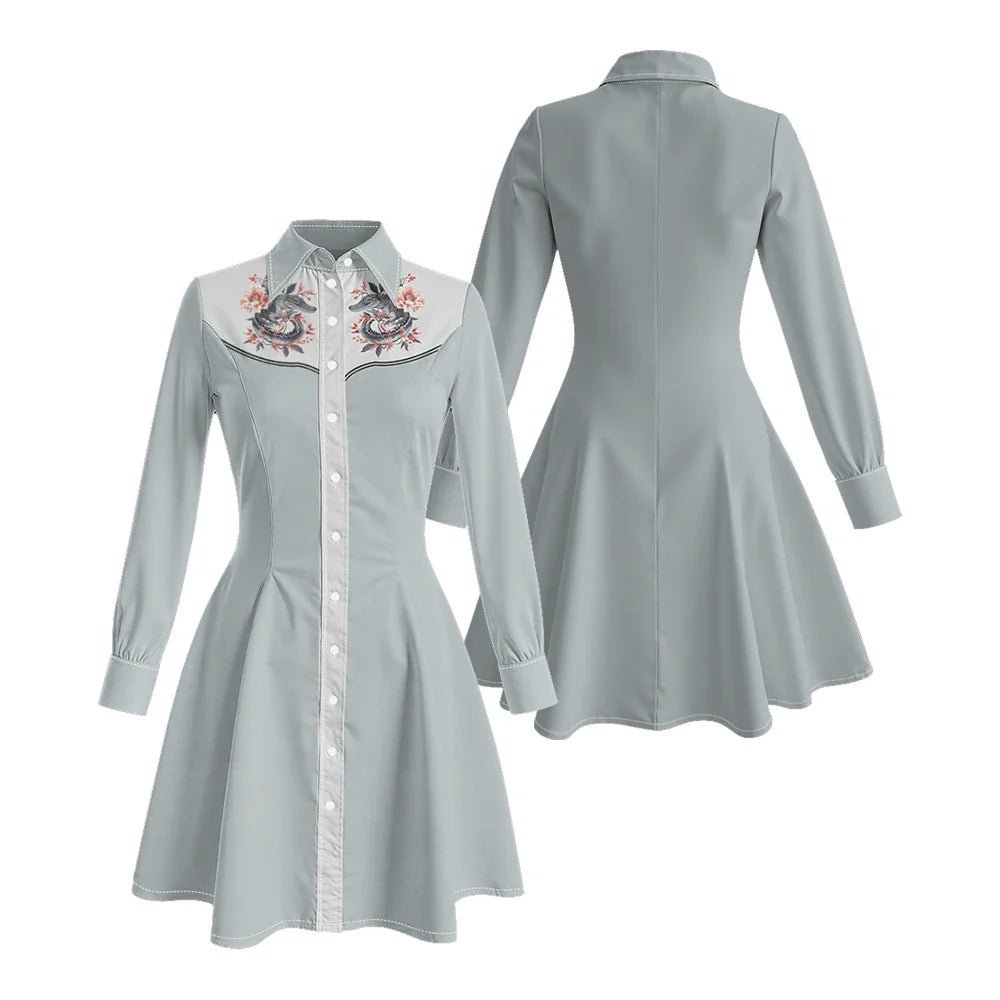 Fitted Tiger Print Long Sleeve Dress