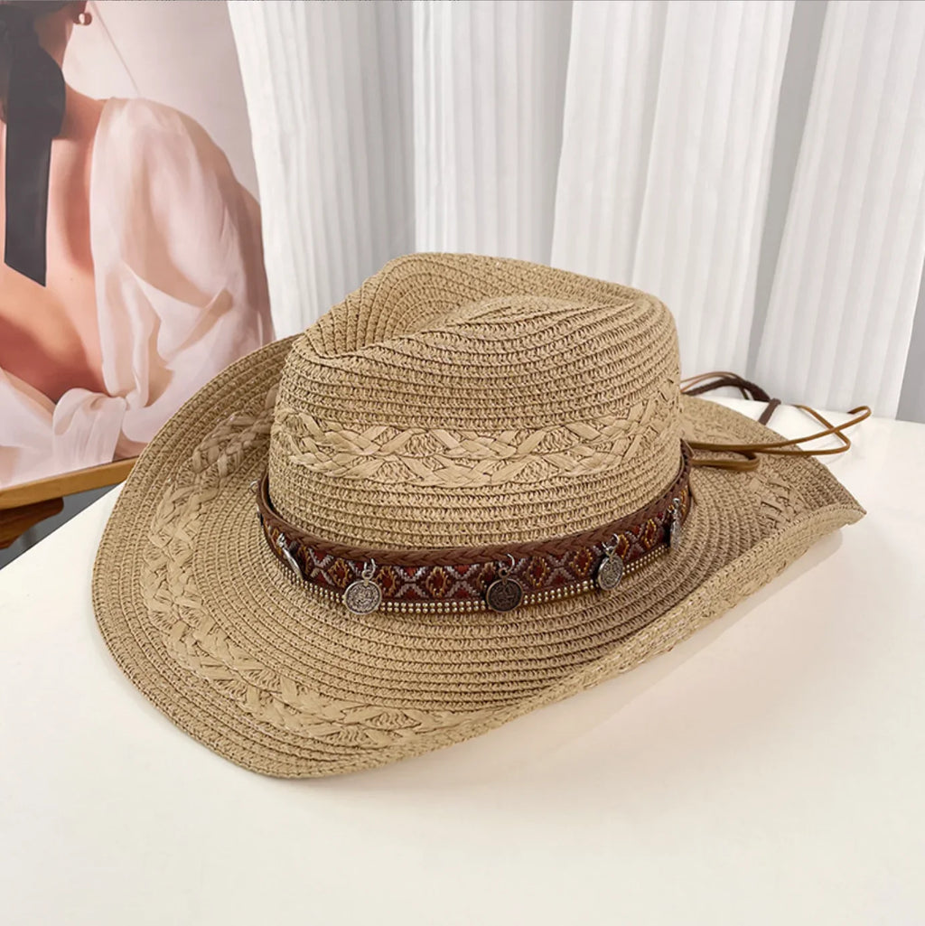 Woven Wide Brim Cowboy Hat