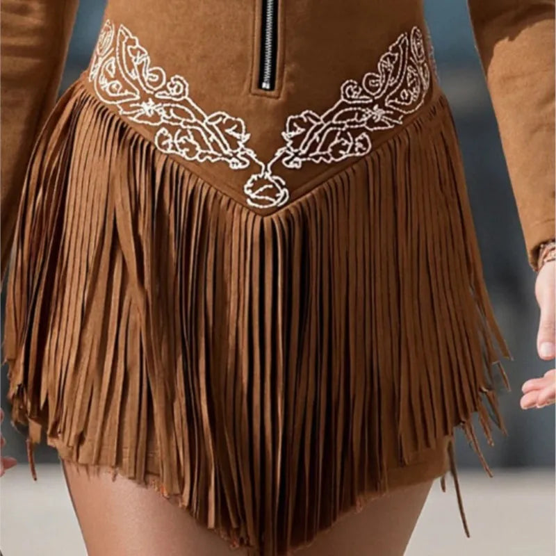 Caramel Tassel Zip Dress