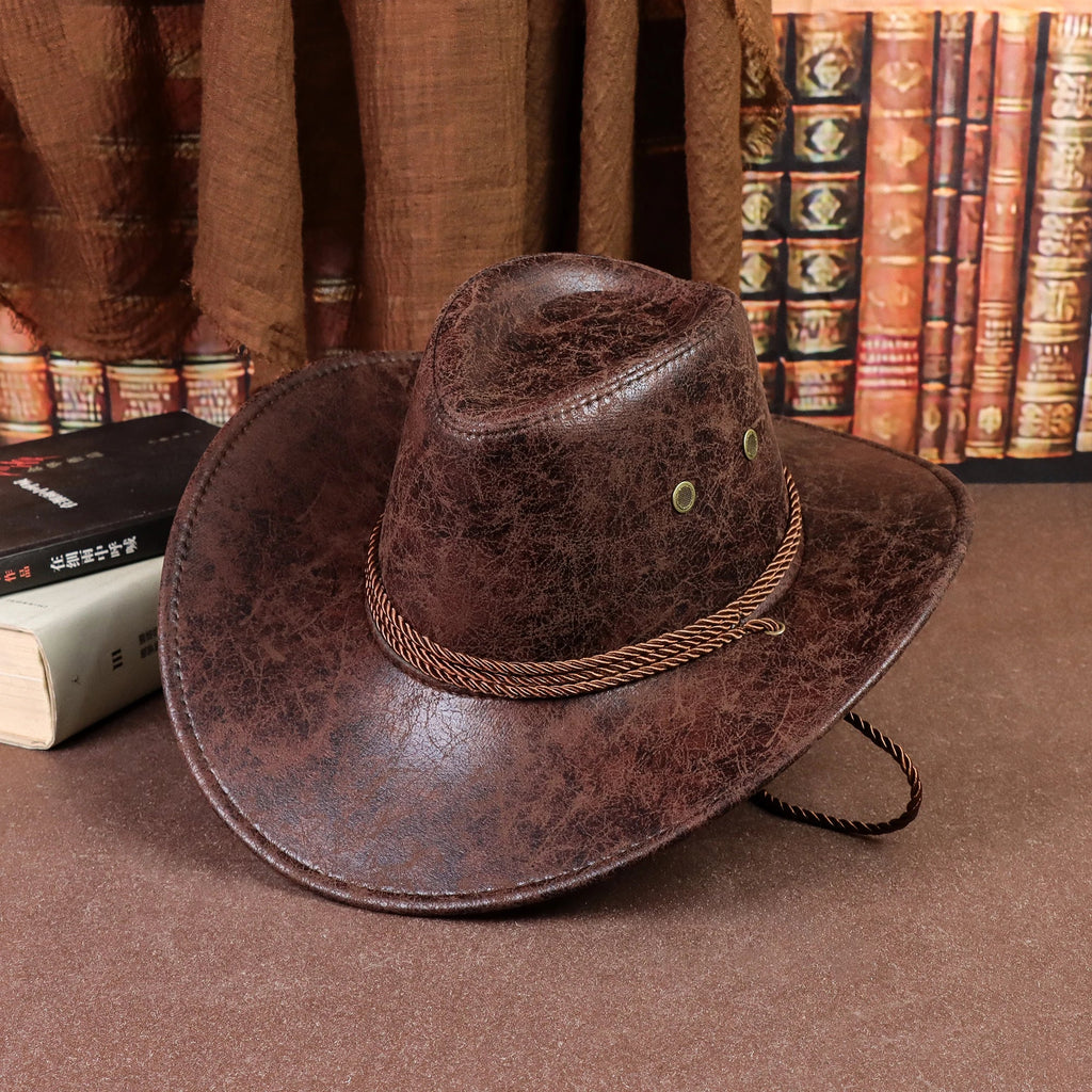 Retro Western PU Leather Cowboy Hat