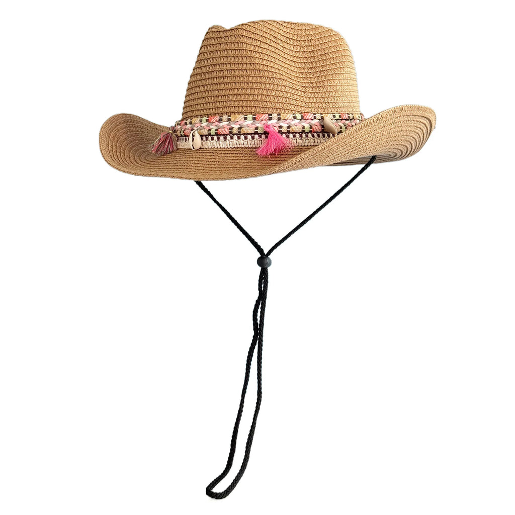 Foldable Tassel Cowboy-Style Straw Hat