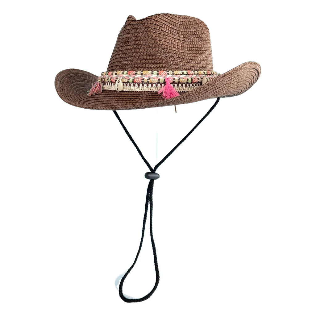 Foldable Tassel Cowboy-Style Straw Hat