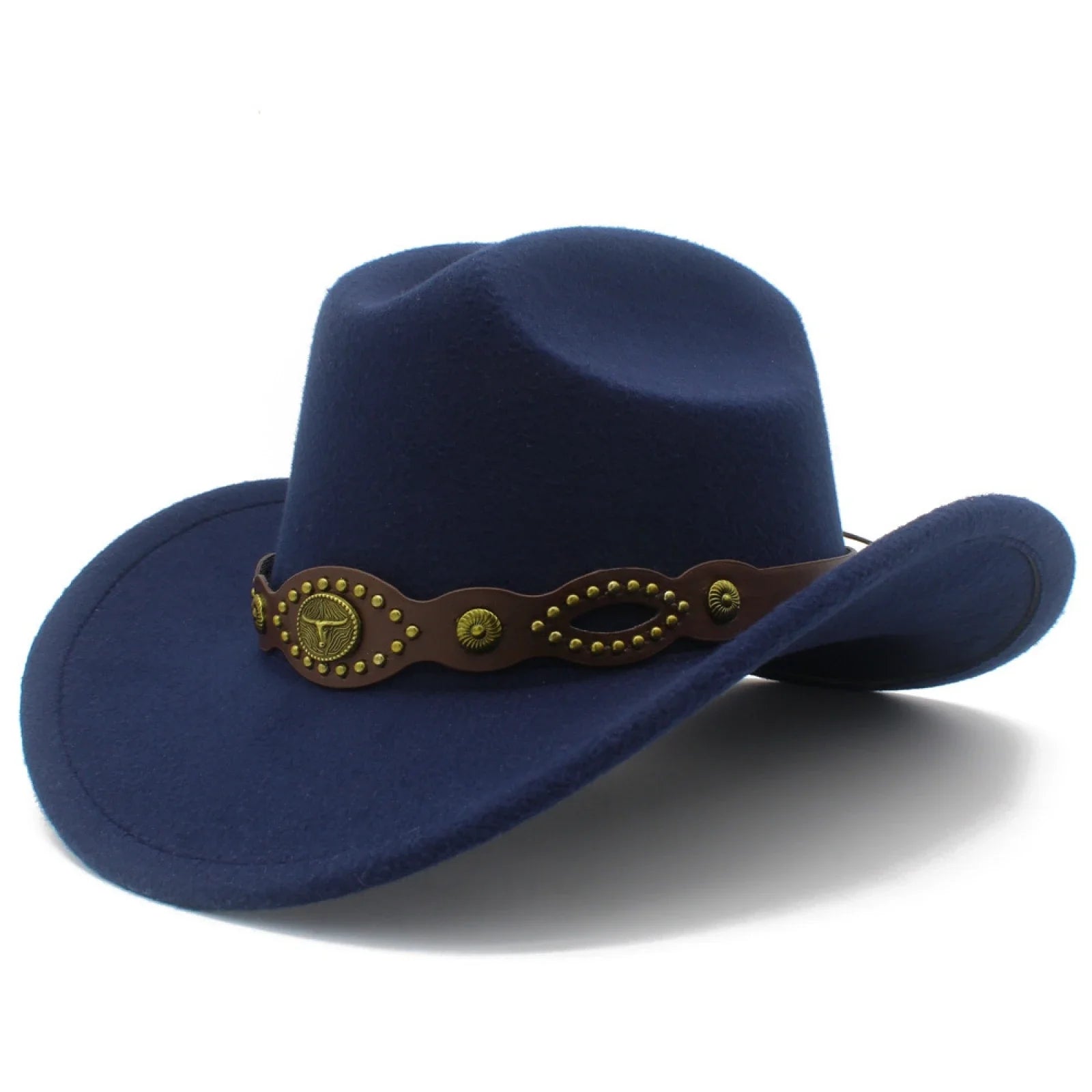 Western Cowgirl Fedora Hat with Bull Head Belt