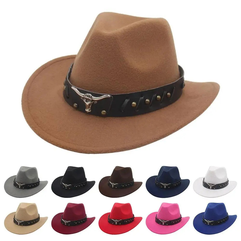 Studded Bullhead Wide-Brim Cowboy Hat