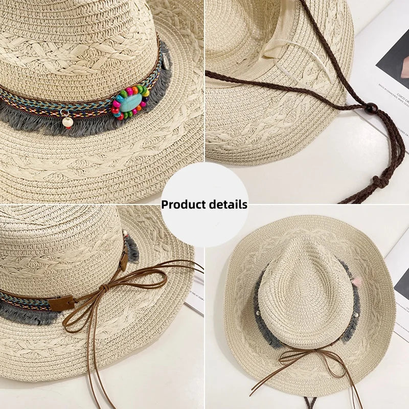Woven Wide Brim Cowboy Hat