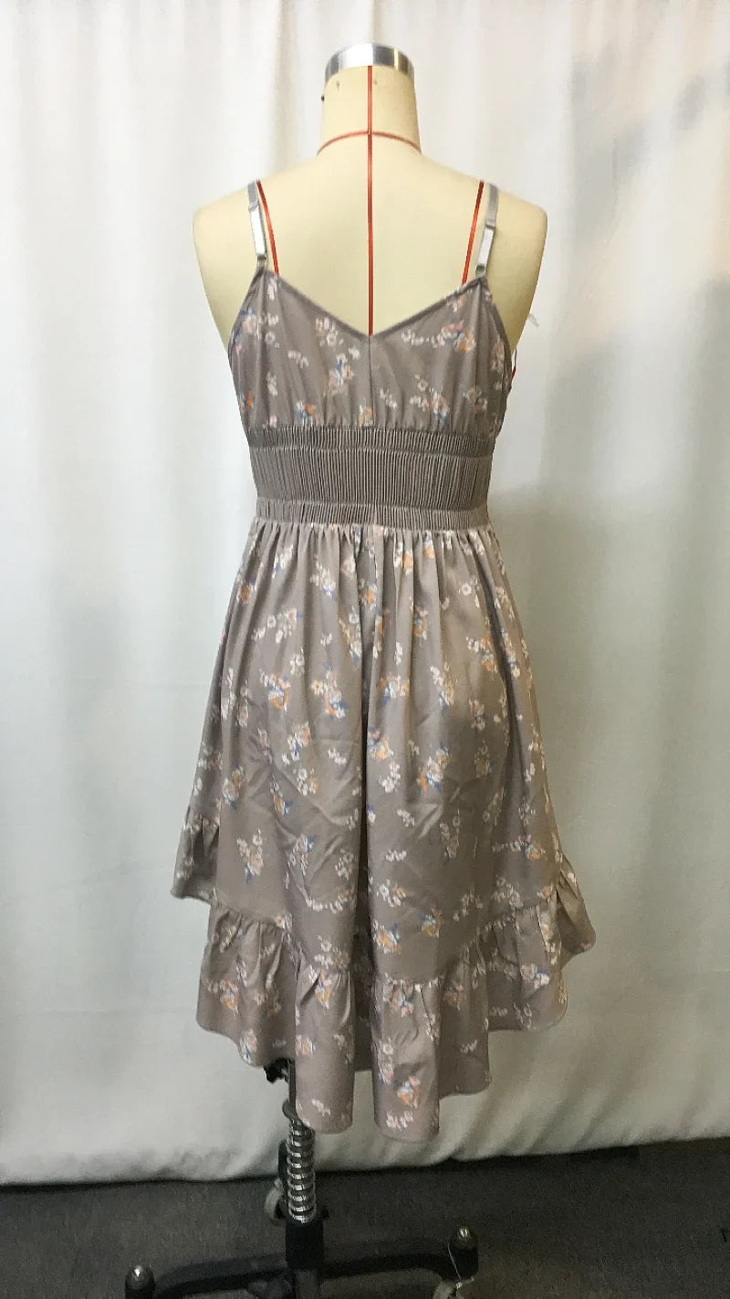 Floral Ruffle Asymmetrical Hem Sundress