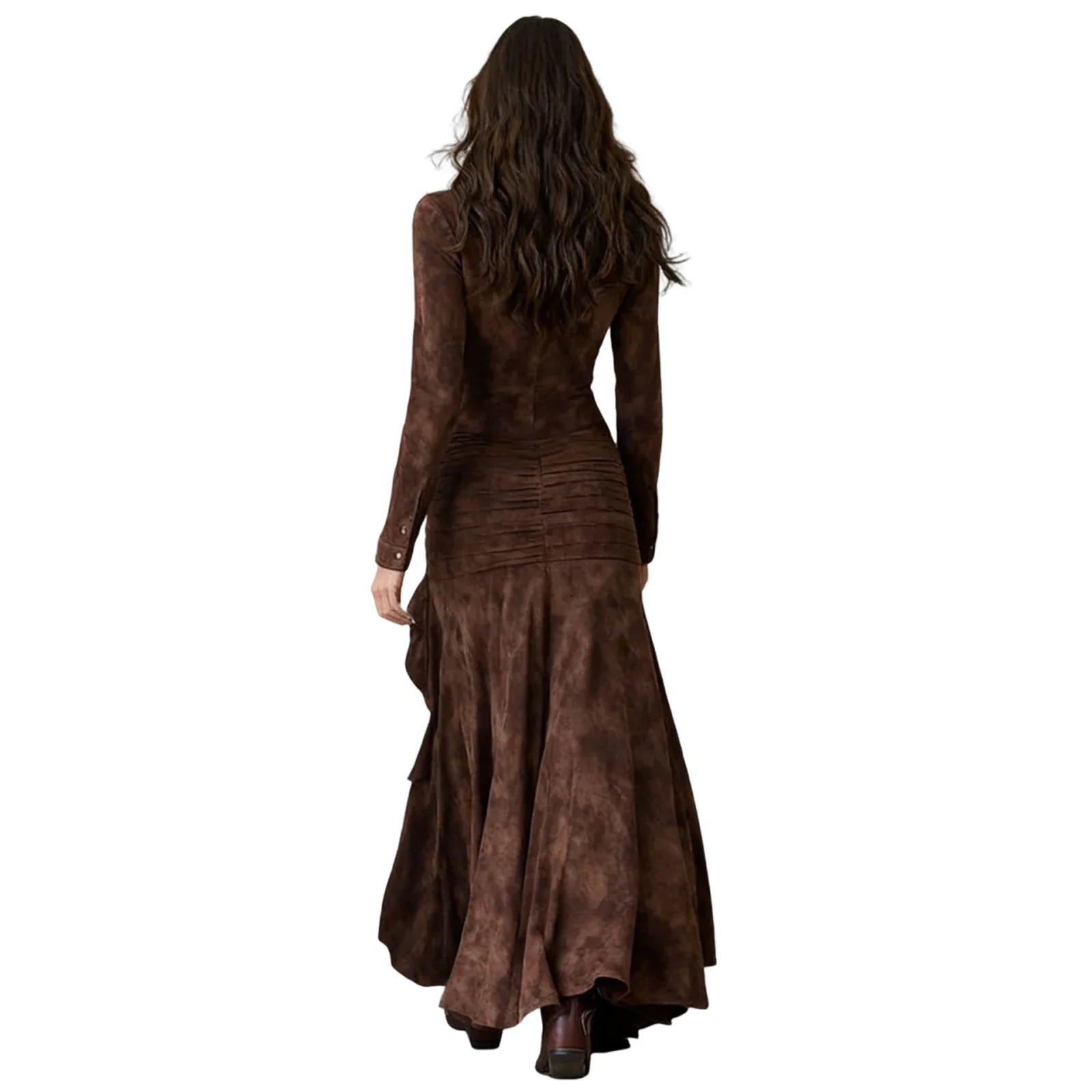 Western Ruffle Wrap Maxi Dress