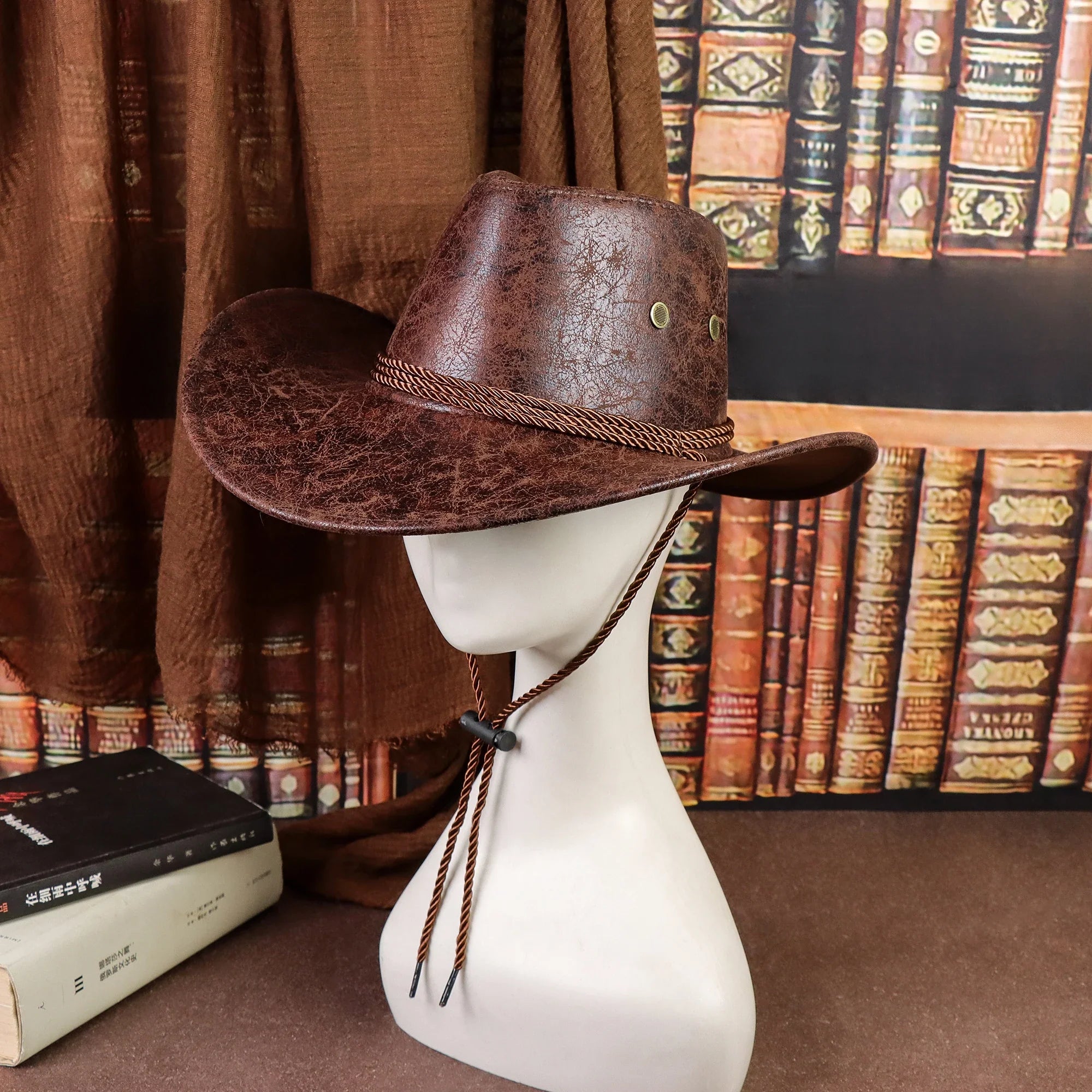 Retro Western PU Leather Cowboy Hat