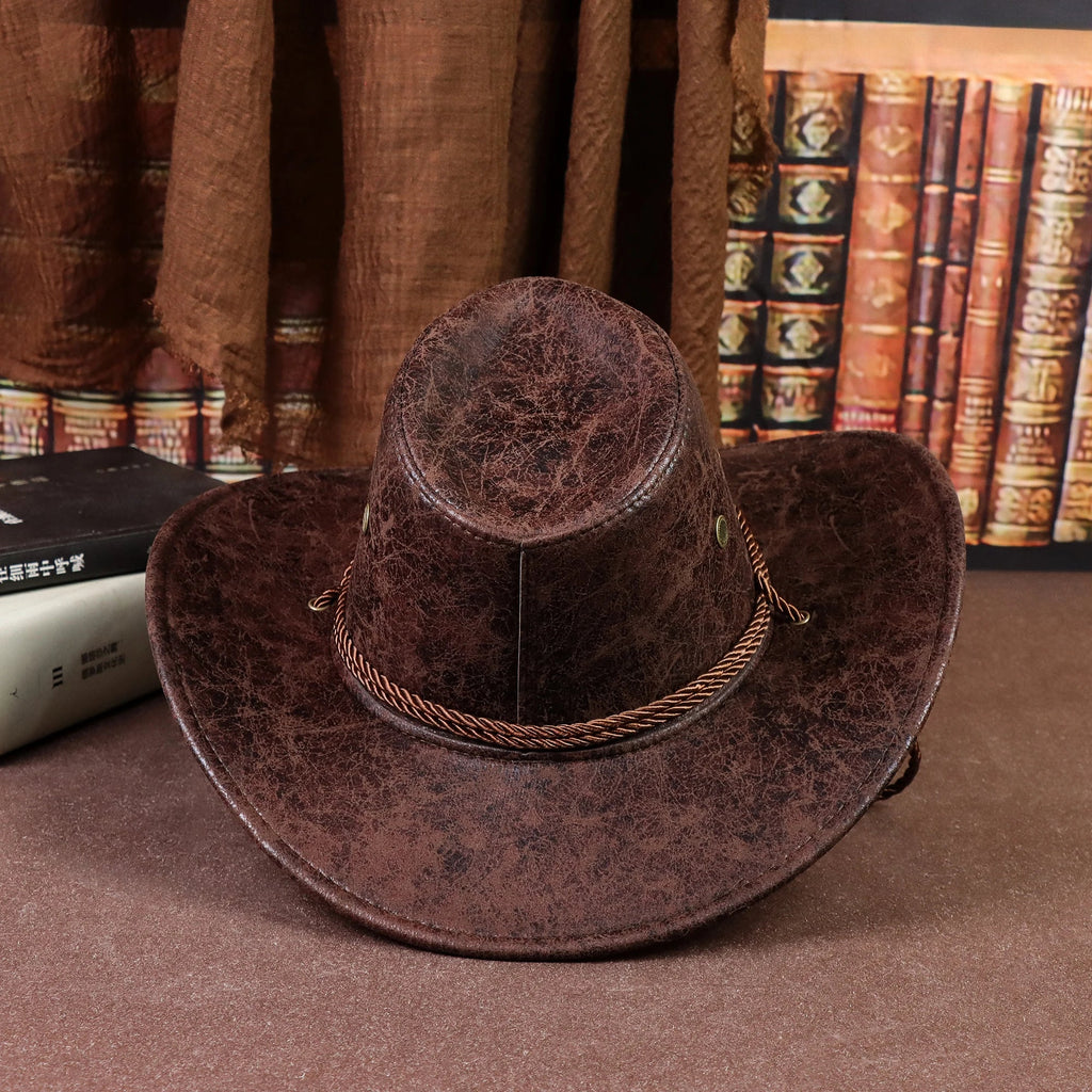 Retro Western PU Leather Cowboy Hat