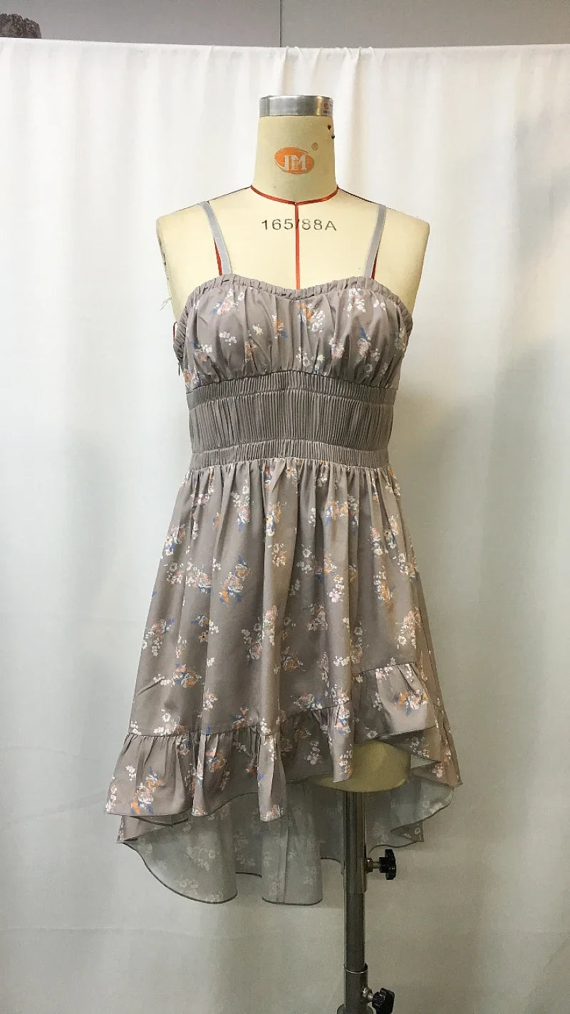 Floral Ruffle Asymmetrical Hem Sundress