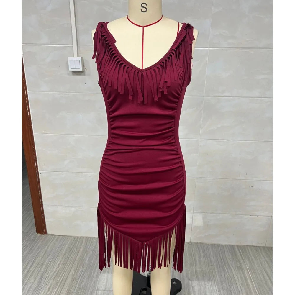 Western Fringe Bodycon Mini Dress