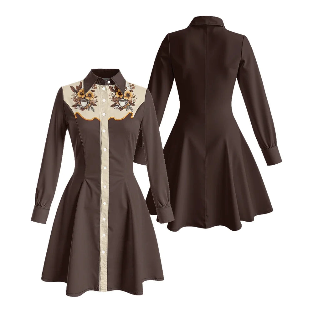 Fitted Tiger Print Long Sleeve Dress