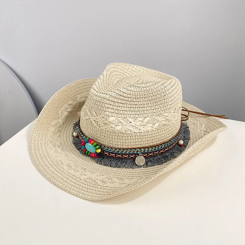 Woven Wide Brim Cowboy Hat