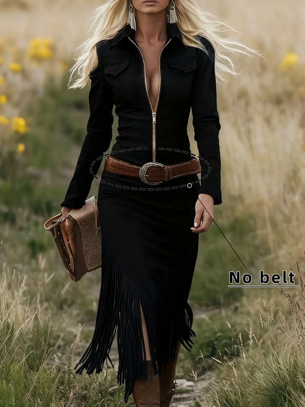 Western-Inspired Tassel Maxi Dress