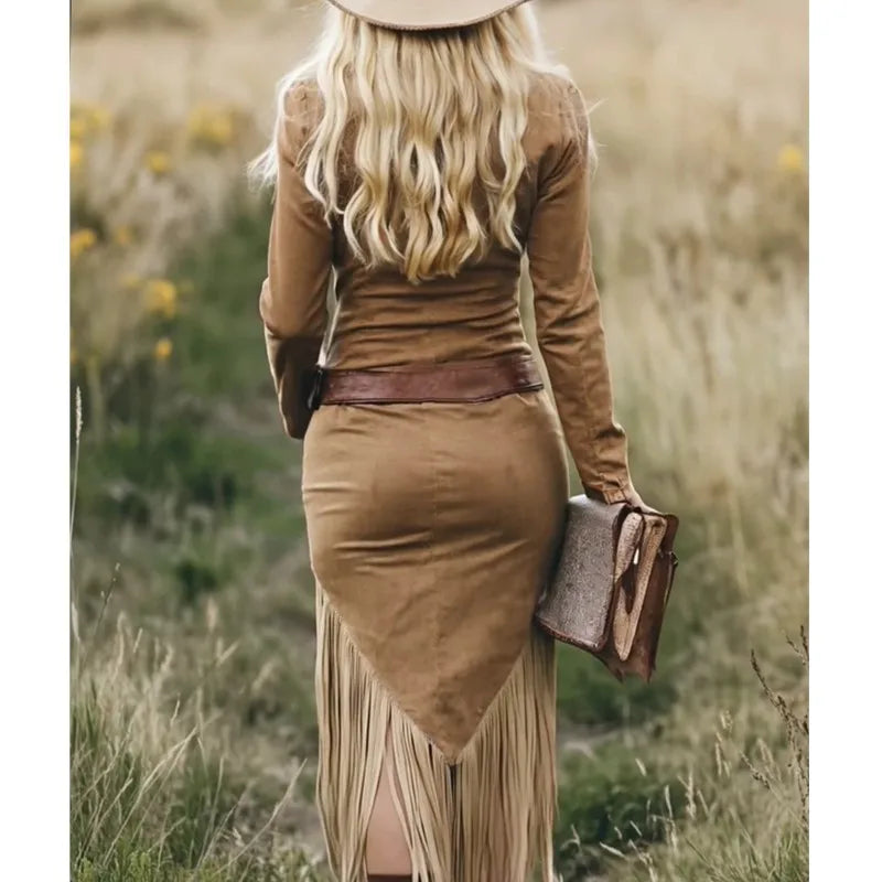 Western-Inspired Tassel Maxi Dress