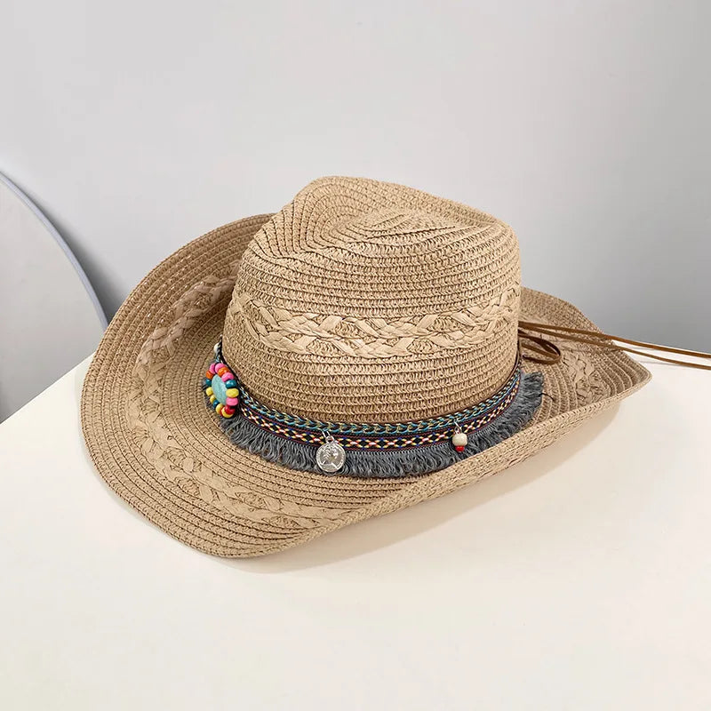 Woven Wide Brim Cowboy Hat