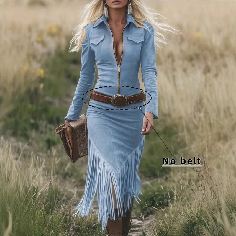 Western-Inspired Tassel Maxi Dress