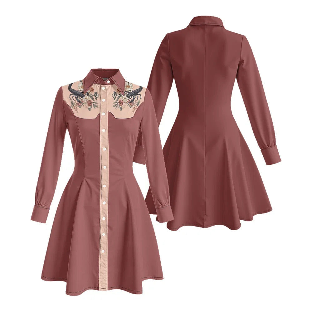 Fitted Tiger Print Long Sleeve Dress